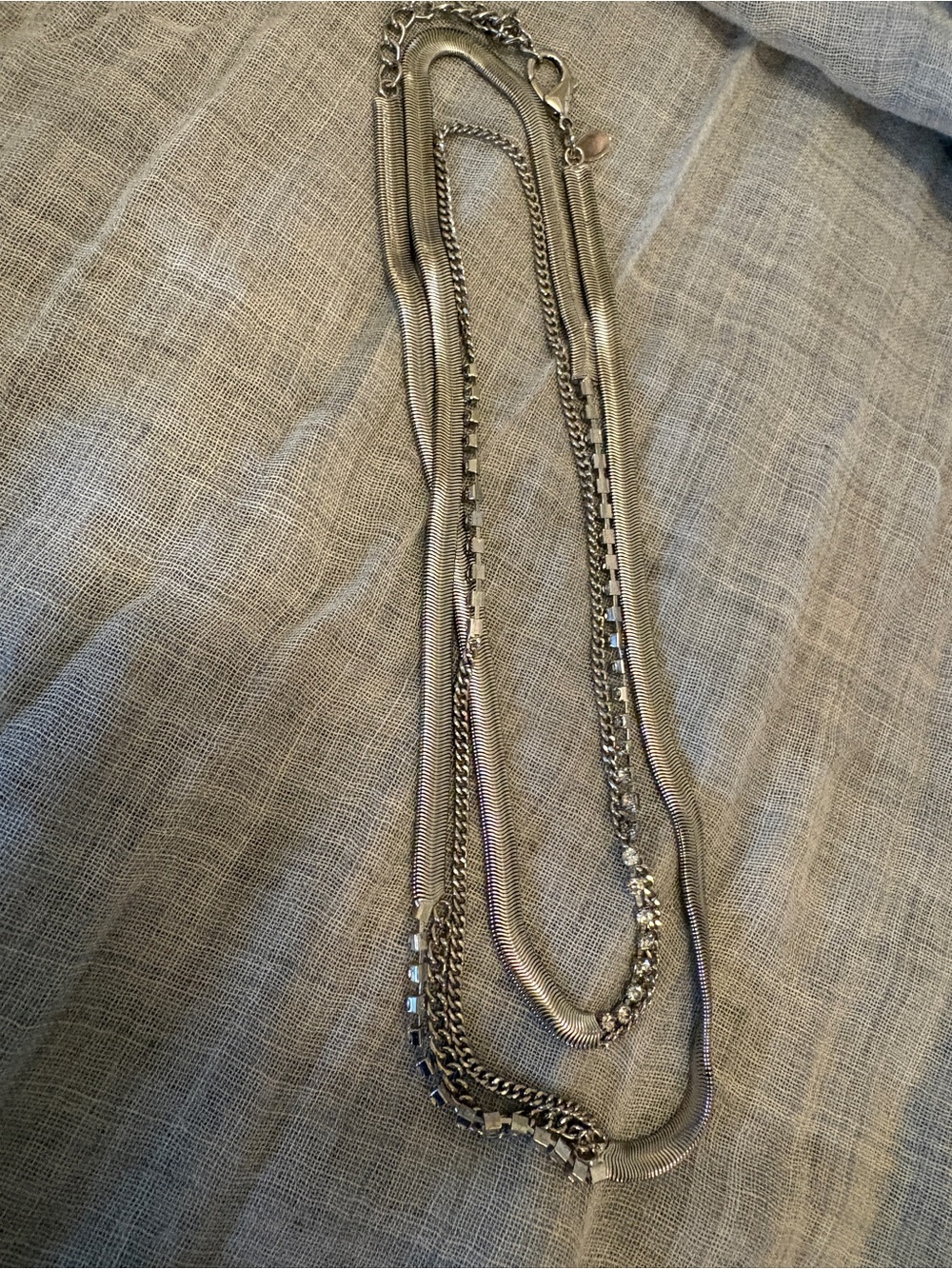 Chico’s Multi strand Silvertone Necklace 18.5 Length